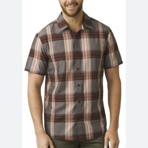 Prana Mens Plaid Short Sleeve Men's Shirt Size XXL